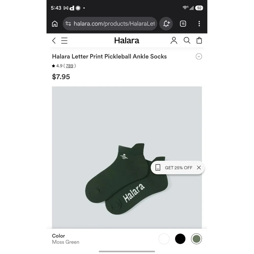 Halara Ankle Socks Womens Green Letter Print Pickleball